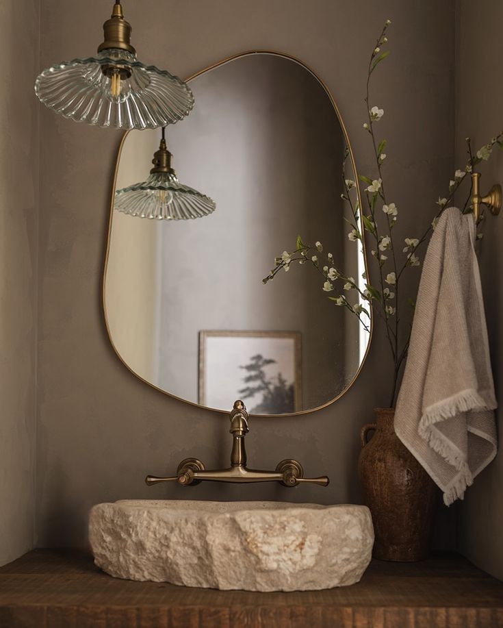 miroir salle de bain laiton maison olympia design