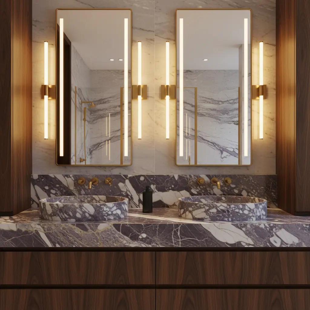 salle de bain en marbre violet calacatta deco aix marseille