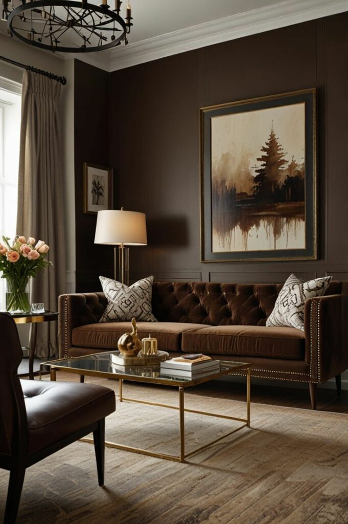 séjour sur les ton du marron brun maison olympia aix marseille renovation et amenagement d'intérieur