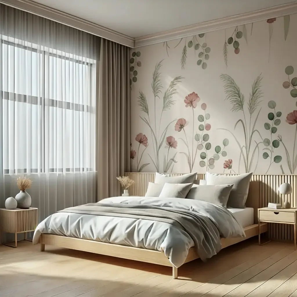 chambre papier peint motif délicat et tendence maison olympia 