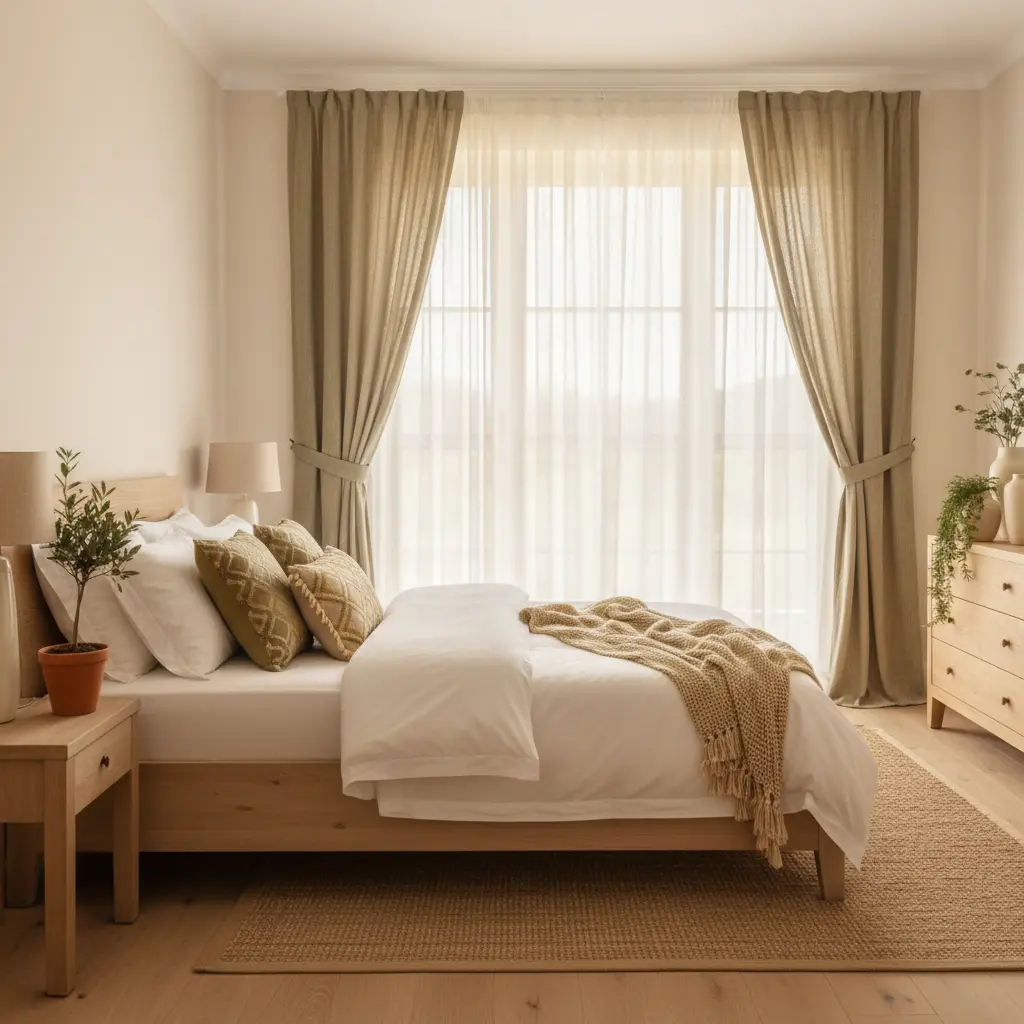 chambre à coucher sur les tons du vert et mur blancs conseil déco maison olympia marseille aix-en-provence