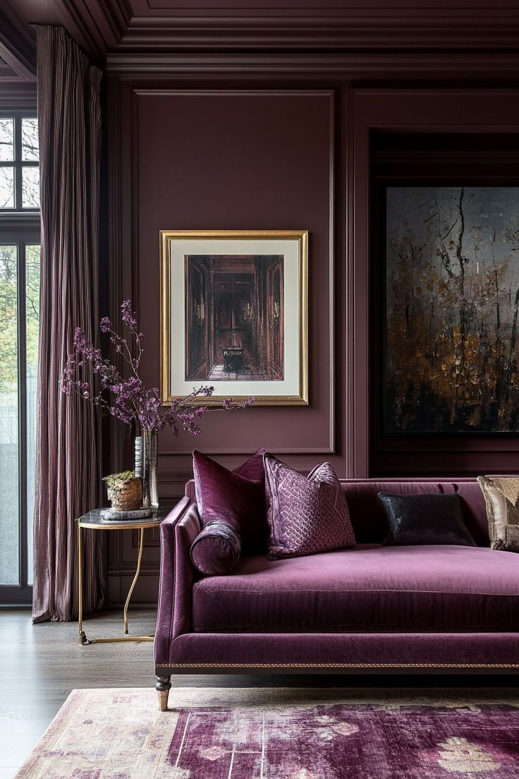 Mur prune foncé interior design aménagement d'intérieur aix-en-provence maison olympia salon provence PACA
