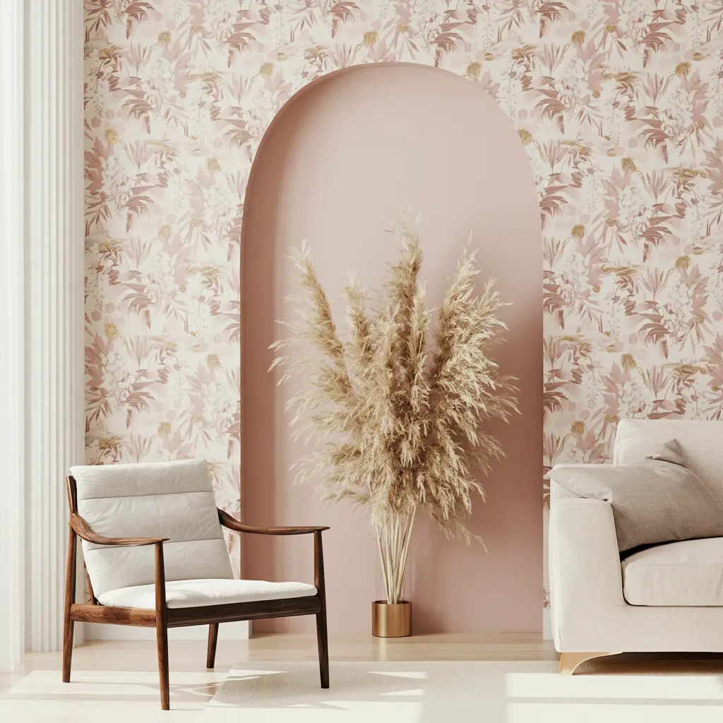 salon élégant detail papier peint maison olympia rénovation maison olympia