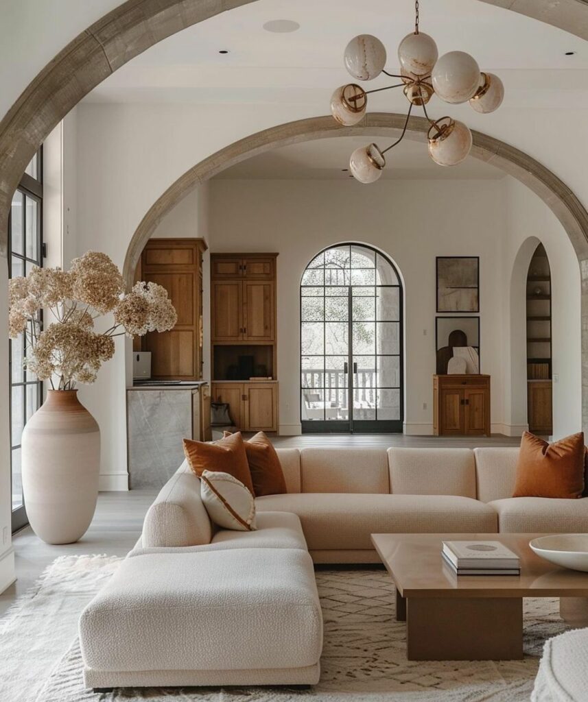 Salon au style provençal moderne avec palette naturelle et ambiance apaisante