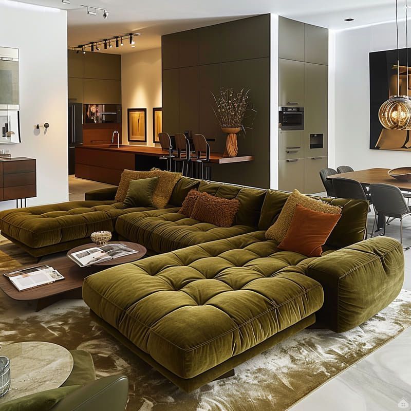 Canapé design aux proportions équilibrées dans un salon lumineux