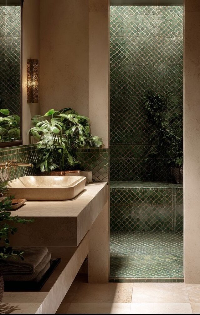 salle de bain avec carrelkage effet mosaique aix-en-provence design intérieur